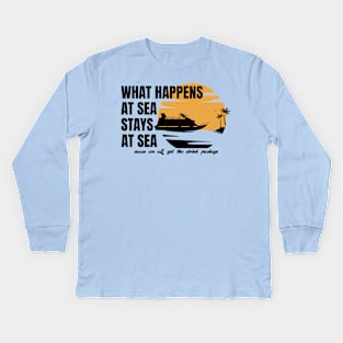 What Happens At Sea Friends, Family Cruise 2024 matching Kids Long Sleeve T-Shirt